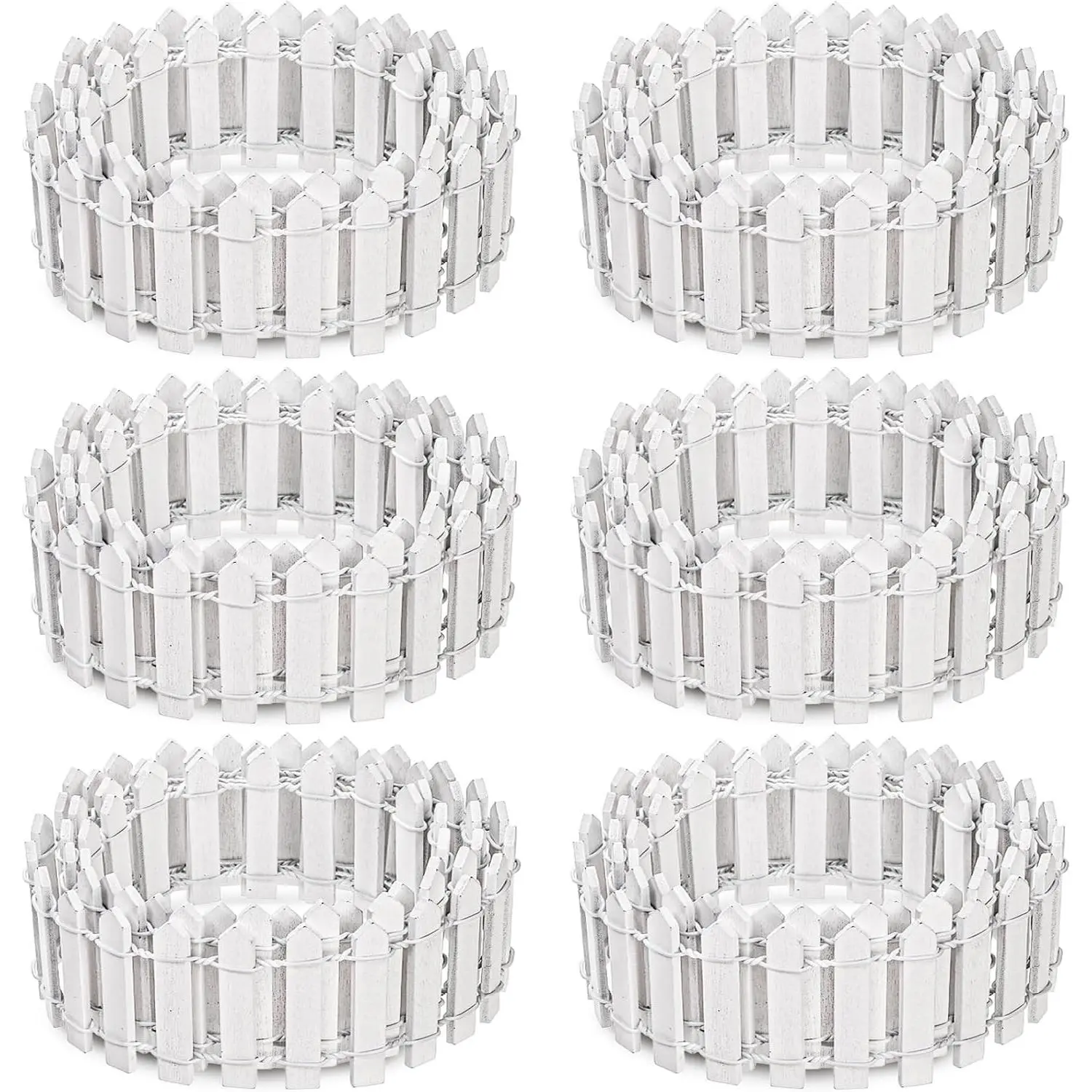 6 Pieces 35 Inches (Total 210") Miniature Fairy Garden Fence, Decorative Wood Picket Fence Mini White Garden Fence for Crafts, DIY Project