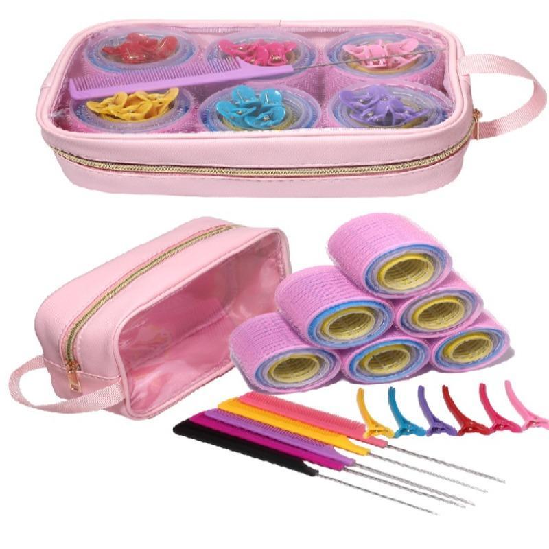 Self-adhesive Hair Curlers Set, No Heat Magic Velcro Curling Tools, Air Bangs Styling for Travel, Portable Lightweight Heatless Hair Accessories, Hair Rollers