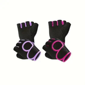 4PCS Half Finger Workout Gloves, Anti-Slip Breathable Fitness Gloves with Wrist Wrap for Dumbbell Training Cycling Climbing Blister Protection