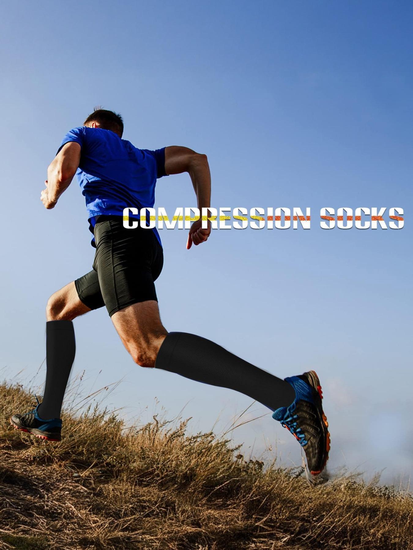 3 Pairs Of Men's and Women's Compression Socks 15-20 Mmhg Wide Calf Men's and Women's Booster Socks for Circulation, Running, Nurses, Pregnant Women Support for Blood Circulation, Compression Athletic Socks Sports Socks