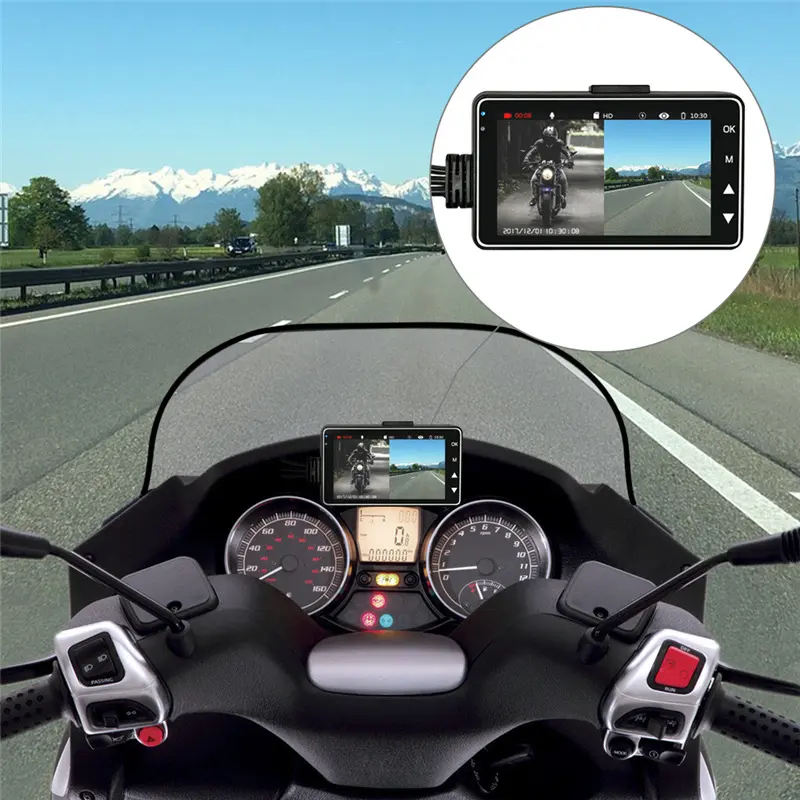 Motorcycle Dual Lens Dash Cam 720P HD Waterproof Night Vision Recorder