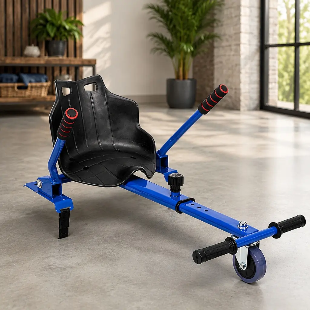 ARCH Hoverboard Go-Kart Seat Attachment for Teens & Adults - Adjustable Steel Frame with Adjustable Frame Length, Foam-Padded Handlebars, 360° Swivel Front Drifting Wheel, Rear-Wheel Drive, Agile Reverse Operation, Fits 6.5-8-10in Hoverboards, Blue