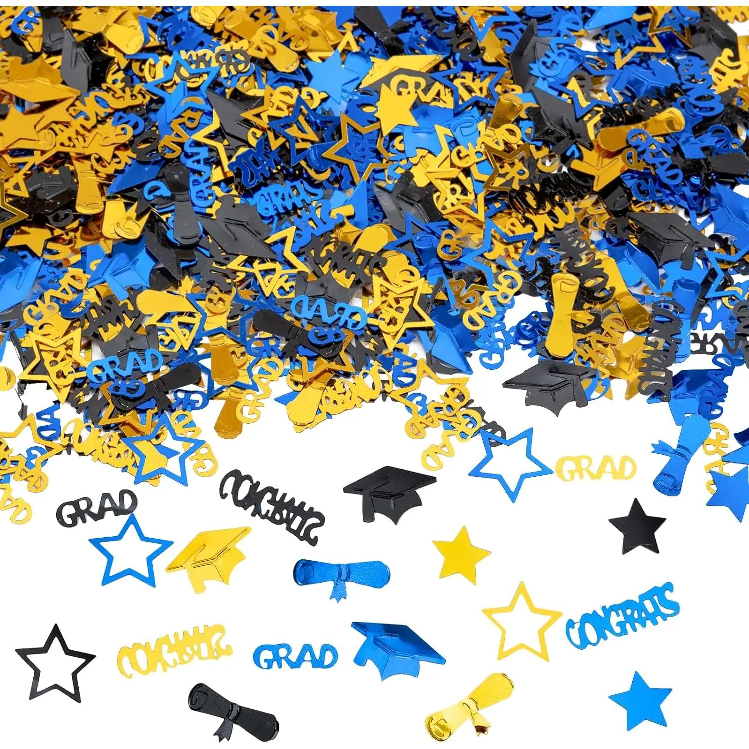 2500 count Graduation Confetti Decorations, Black  Blue Congrats Grad Table Confetti Class of 2026 Glitter Graduation Sequin for 2026 Graduation Party  Decoration, 100g