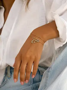 Women's Bohemian Style Bracelet Set, Summer Beach Vacation, Copper Inlaid Artificial Zircon, Star Moon Pin, Layered Bangle, Daily Accessory Gift
