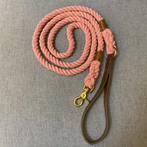 5 Ft / 150Cm Long Comfortable Leather Handle Pet Leash Handmade Three Colors Optional White Red Purple, Without Battery