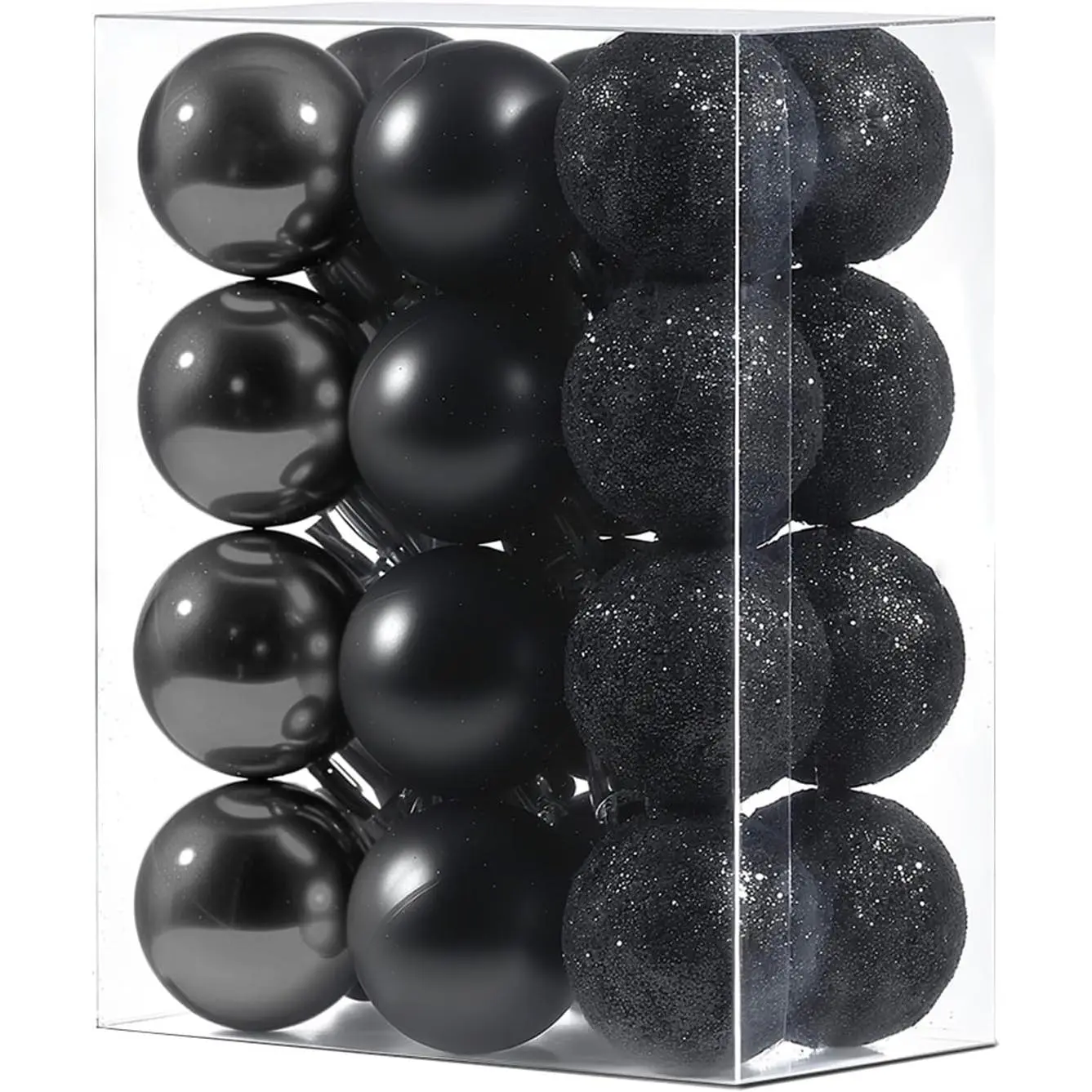 Set of 24 Mini Shatterproof Christmas Balls Tree Ornaments Party Decoration, 3cm/1.18'' (Black)