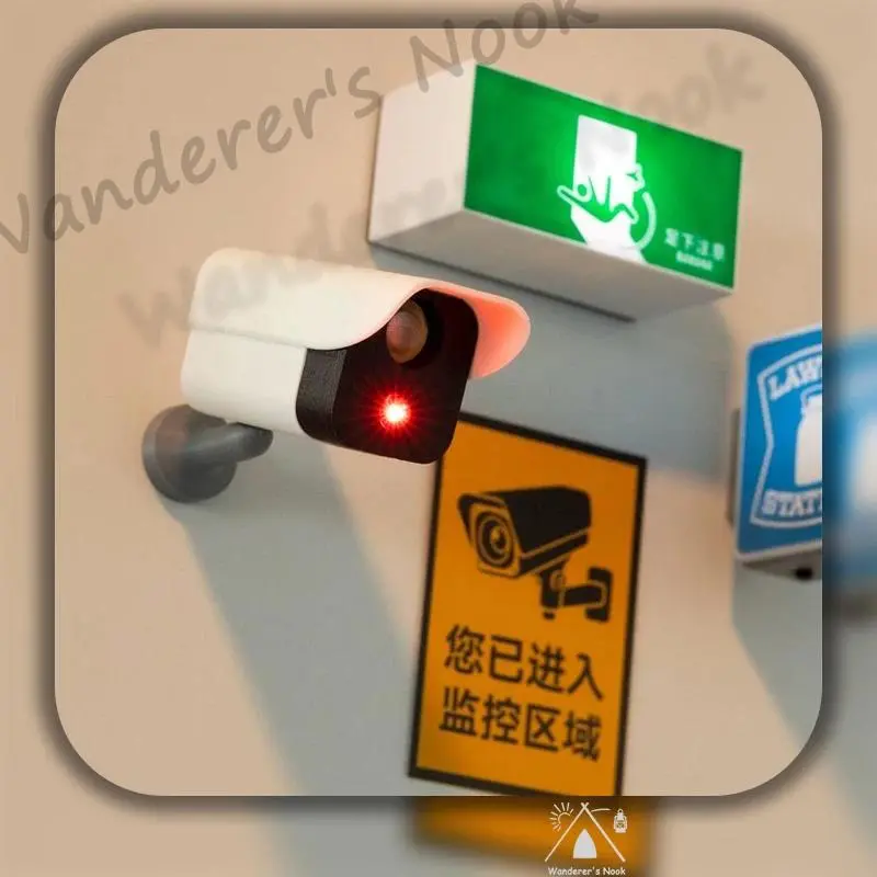Simulated Mini Surveillance Camera Fridge Magnet Pegboard Convex Mirror Unique Creative 3D Magnetic Decoration Warning Light