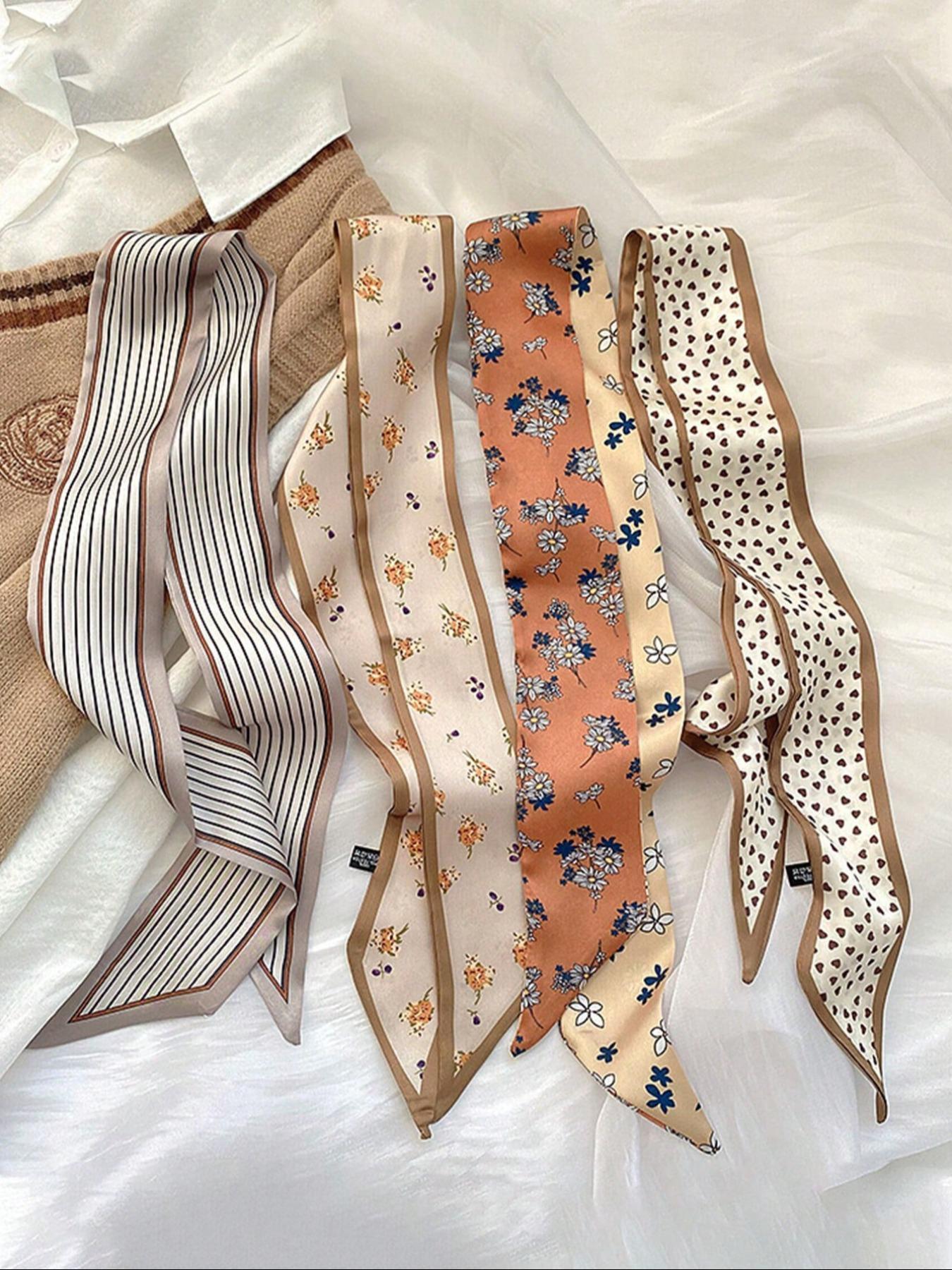 Women's Elegant Ditsy Floral & Heart & Striped Pattern Hair Band, Casual Versatile Hair Accessories for Daily Wear, Minimalist Headwear Suitable for Thick Hair, Floral Hairbands