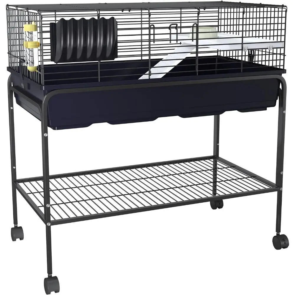 Gaomon 35.3" h Hamster Cage Kit with Removable Storage Shelf, Guinea Pig Cage with 3Pcs Accessories, Rat Critter Cage for Chinchilla, Squirrel, Gerbil, Hedgehog, Hamster, Guinea Pig, Black