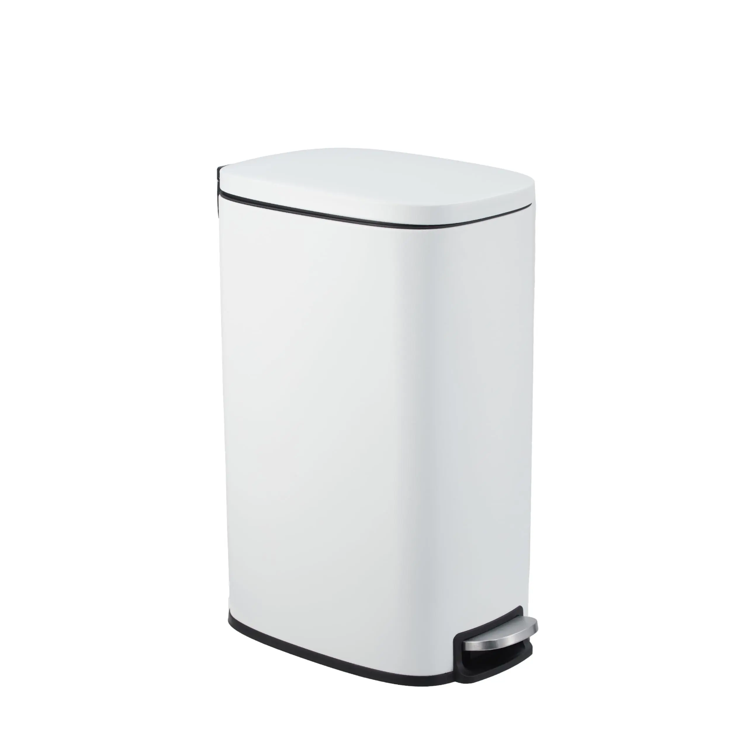 Garvee Slim Kitchen Garbage Can 13 Gal, Narrow Stainless Steel Bin with Removable Inner Bucket & Soft Close Lid, Ideal for Bathroom, Living Room, Office, White