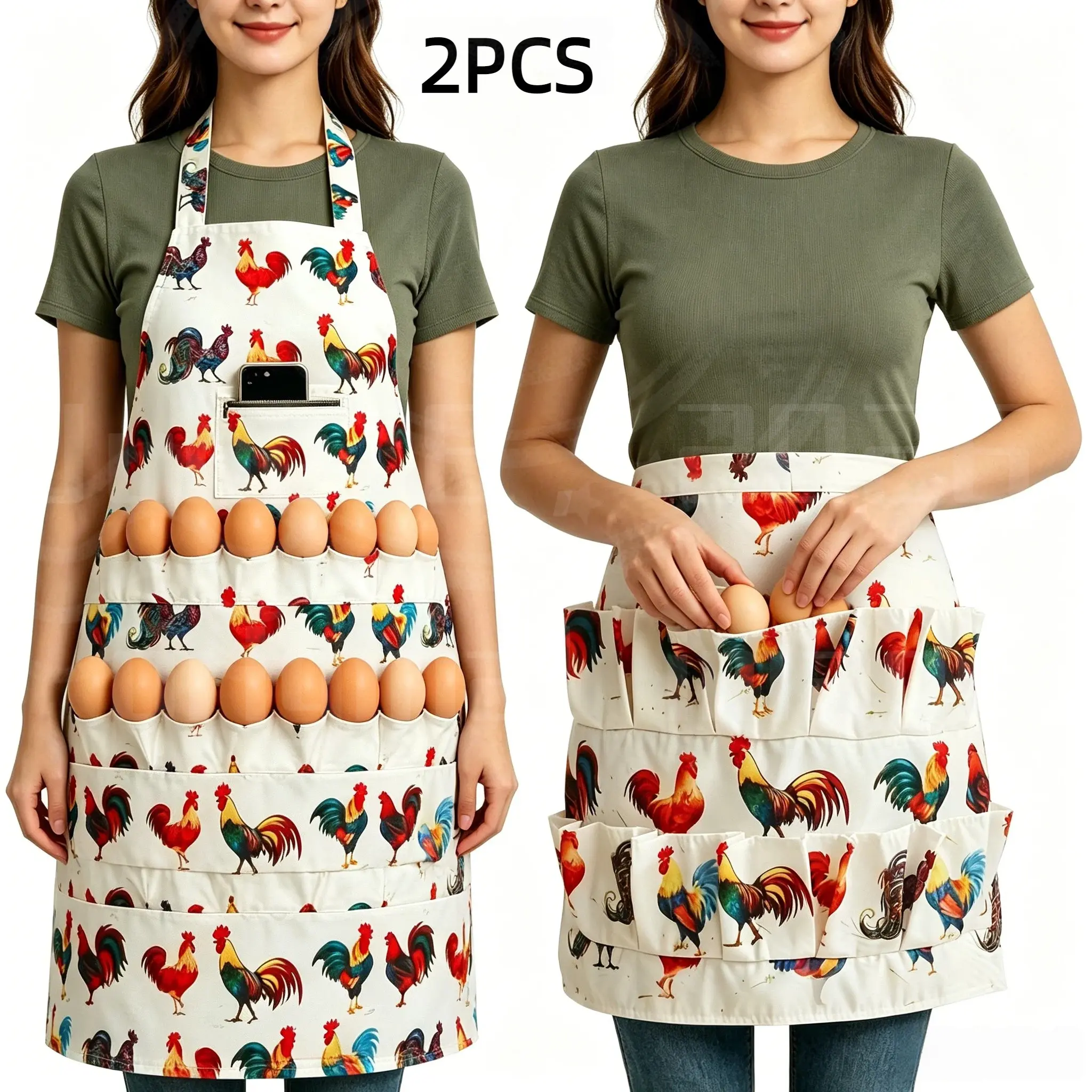 Waterproof Kitchen Apron with Hand Wipe Towels, Adjustable Cooking Bib, Oil-Proof Stain Resistant, for Women Men Chef Aprons BBQ Chicken Pattern Apron