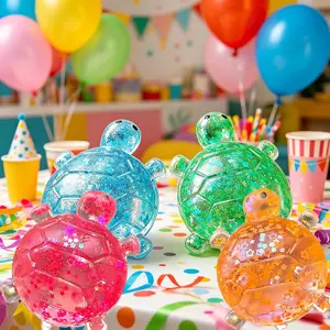 4pack Glitter Turtle Shape Squeeze Toy Stress-relieving Fingertip Sensory Toy Anti Stress Sensory Fidget Toy Turtle Decompressions Toy