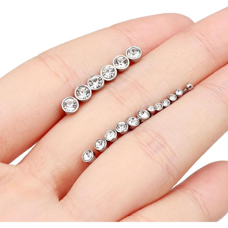 14G Dermal Tops Internally Threaded 316L Surgical Steel Dermal Anchor Clear Cubic Zirconia Dermals Piercing  for Women Men Top Size 2mm 3mm 4mm