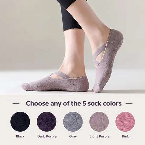 Women's Yoga Ankle Socks, Polyester Athletic Socks, Sporty Socks, 1/3/5 Pairs Non-Slip Breathable Sports Grip Socks for Pilates, Dance, Fitness, Gym and Workout