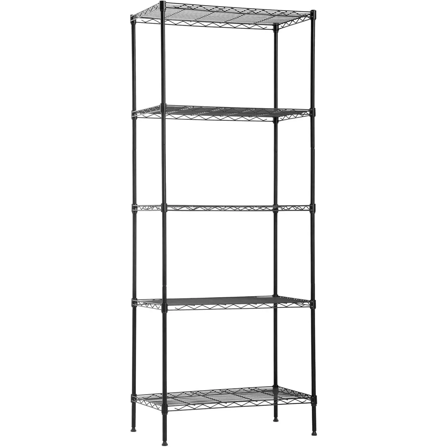 14Dx24Wx60H Wire Rack 5 Shelf Storage Unit Wire Shelving Unit Metal Shelf Organizer Heavy Duty Certification Commercial Grade Rack Utility for Bathroom Office Kitchen (Black)