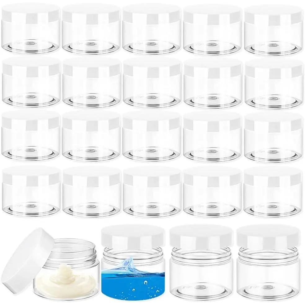 24 count 1oz Plastic  Jars,Round Leak Proof Clear Container with Lid,Wide-Mouth Refillable Small Storage Containers for ,,Lotion,Candy,Craft