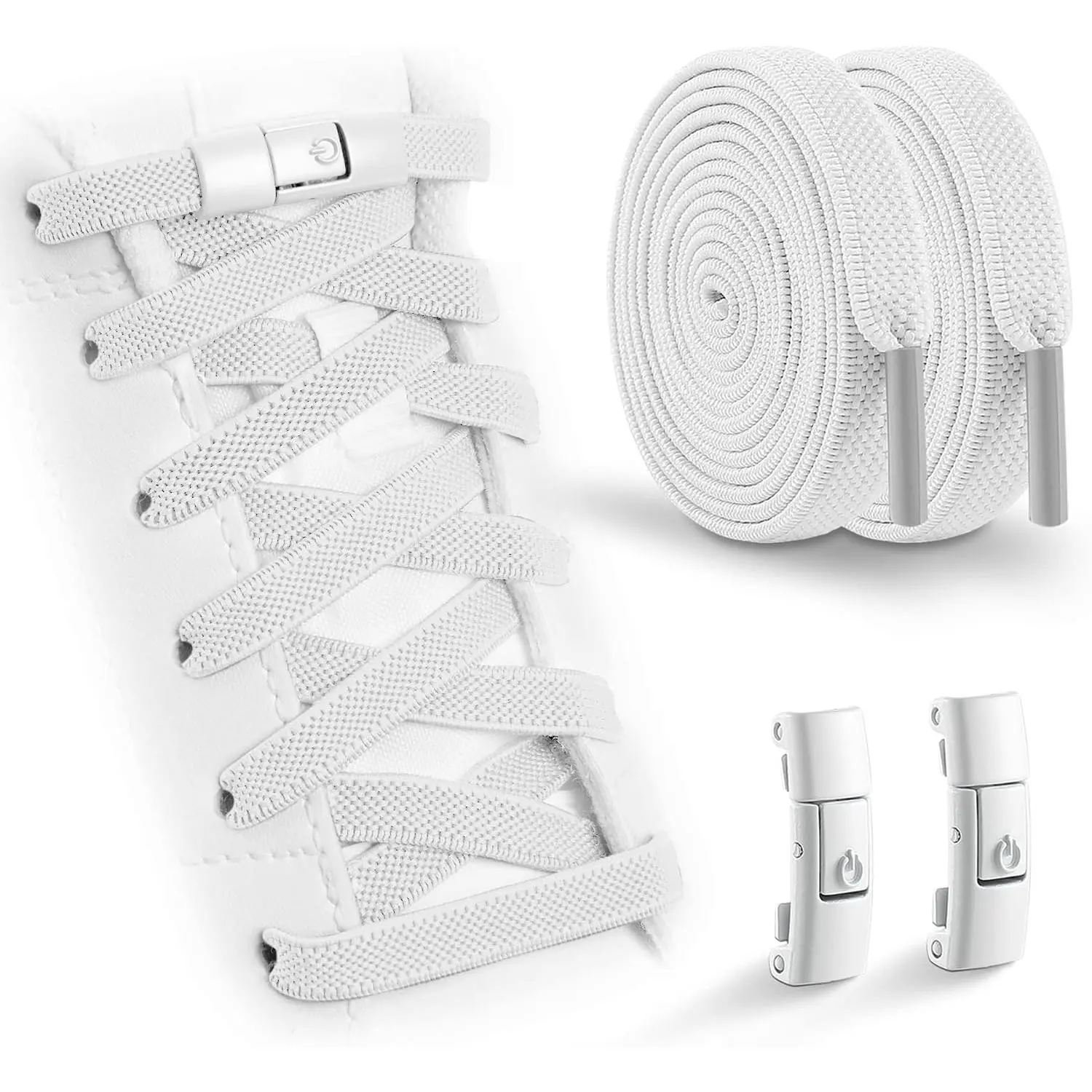 No Tie Shoelaces, Elastic Shoe Laces for Adults  Sneakers | Flat Shoe Laces for Sneakers No Tie, Tieless Stretch Quick Laces,  Size Fits