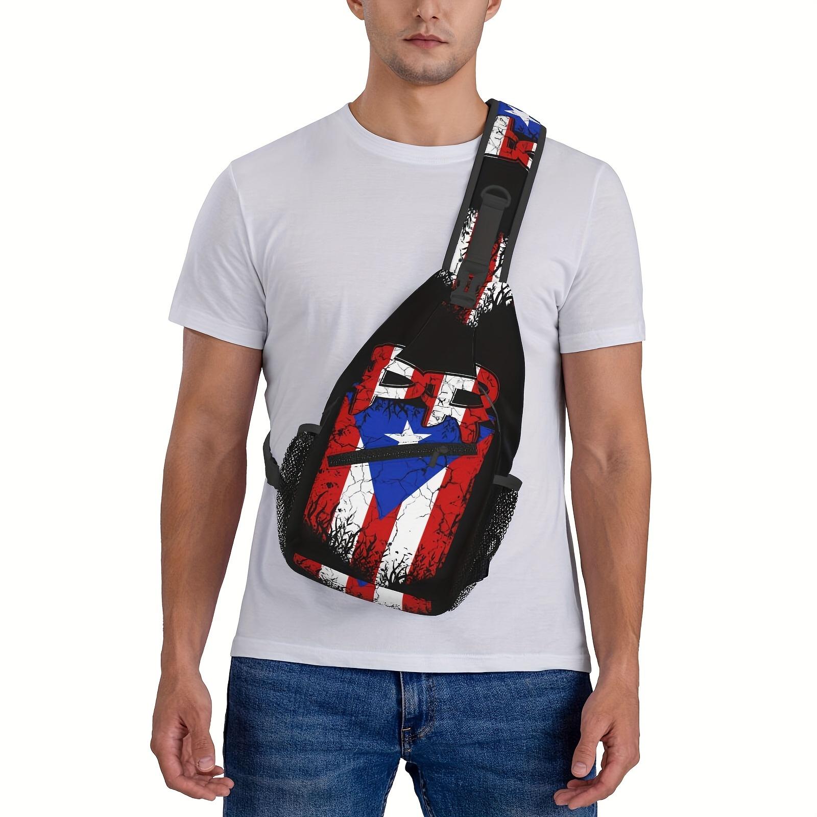 A Versatile Crossbody Chest  Featuring The Puerto Rico Flag, Perfect for Hiking  Other Activities. This Spacious  Stylish Shoulder  Is Durable  Ideal for Shopping, Work, Leisure Travel, Beach Outings bag and