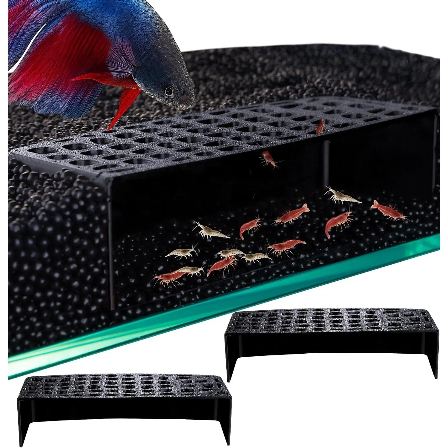 2Pcs Shrimp Hide Cave Aquarium Shelter Shrimp Tank Accessories Fish Tank Decorations (Black)