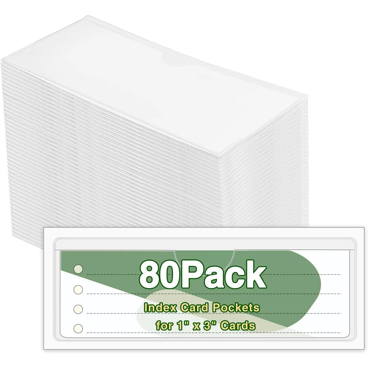 80 Pack Self-Adhesive Label Holders, 1" x 3" Clear Pockets | Top-Loading Pvc Pockets, Clear And Durable, Sticks To Shelves, Bins, Mailboxes, , Metal, Plastic, Cardboard