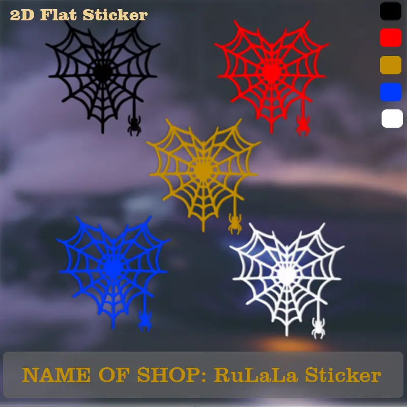 1PC Gothic Cute Cool Logo Sticker, Car Stickers, Car Decals, Automotive Decals, Stick on car windows Multi-color heart-shaped spider web + small spider decor adds personalized cool vibe, Gothic lovers use as gothic cute-stylish decoration