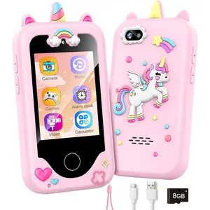 Kids Smart Phone with Dual Camera, Game & Music Player, Toddler Learning Play Toy Cell Phone, Gifts for Girls, Christmas, Birthday, Age 3-10, Light Pink