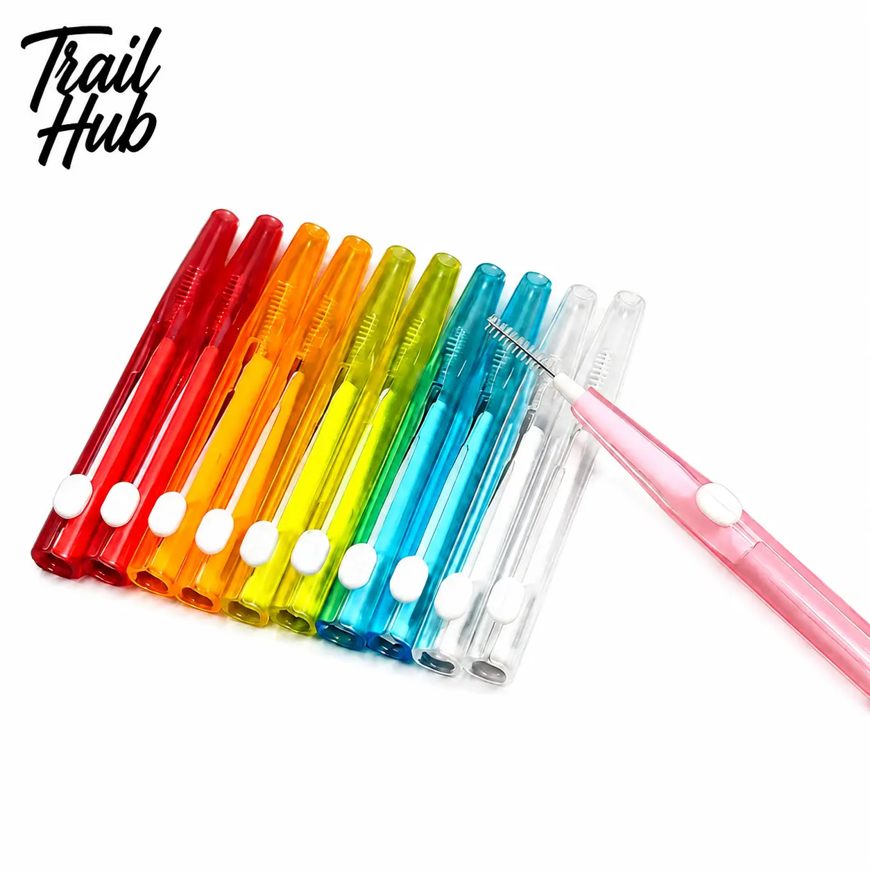 7-Color Retractable Interdental Brush Set for Orthodontic Patients – Push-Pull Mechanism, Compact Cap-Free Design, Color-Coded Sizes (0.4–1.3mm) for Gentle Gum Stimulation and Efficient Bracket, Wire, and Plaque Removal