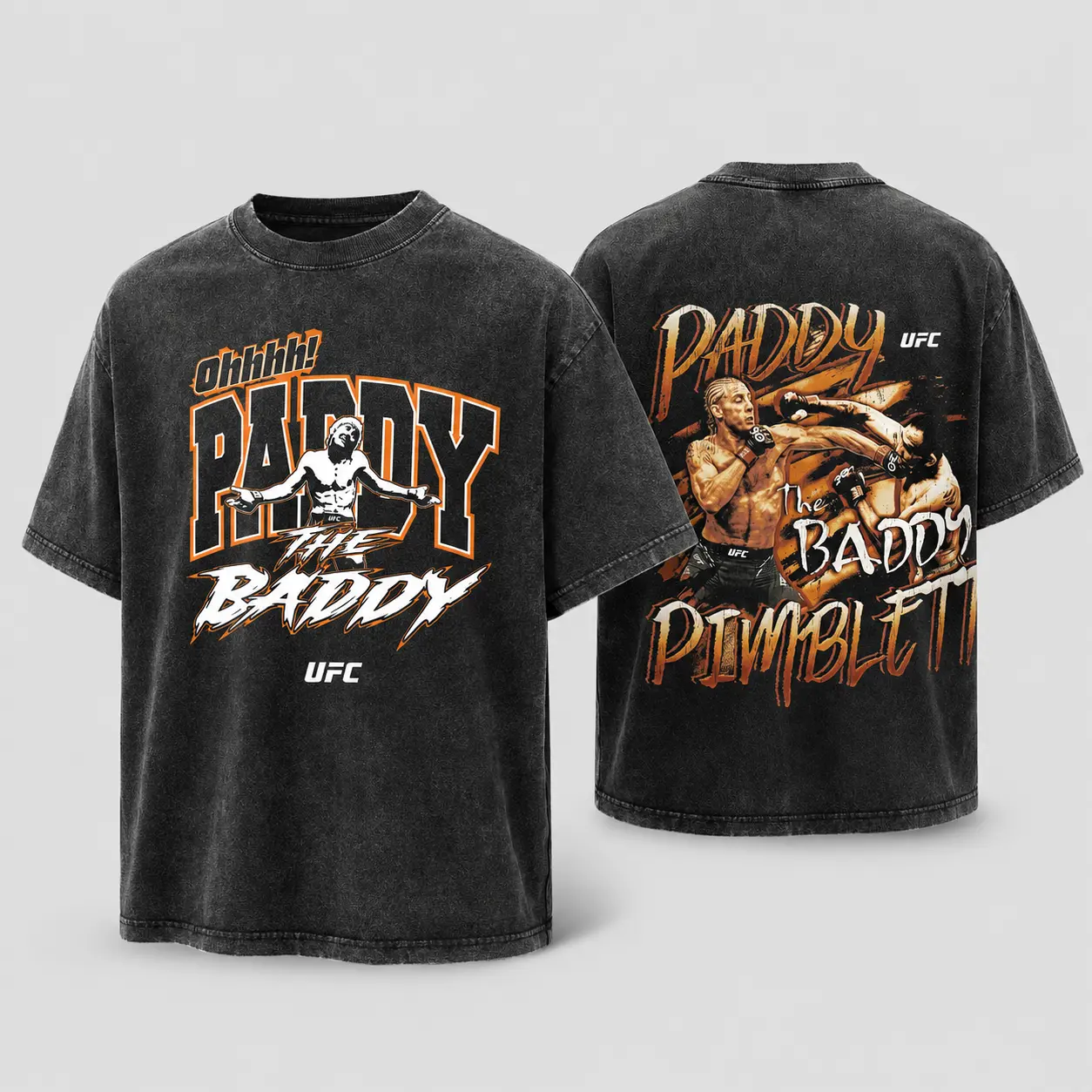 Paddy Pimblett The Baddy Vintage Washed T-Shirt, UFC Lightweight Fighter Graphic Tee, Double Sided MMA Combat Sports Shirt, Retro Fight Night Fan Apparel, Oversized Heavyweight Cotton Unisex Streetwear, Gift for Paddy Pimblett Fans