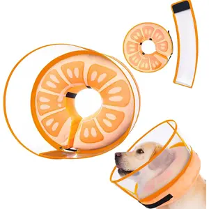 Inflatable Soft Adjustable Dog Donut Recovery Cone Collar for Large Medium Small Dogs, Extra Enhanced Anti-Licking Guard for Pets After Surgery (Large, Orange)