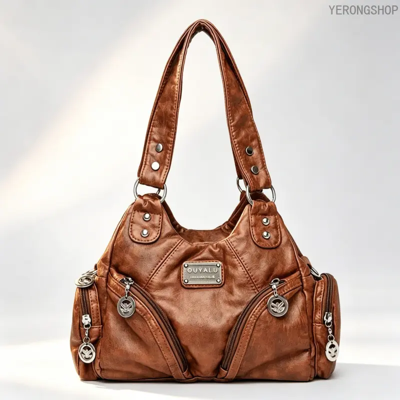 Vintage PU Leather Motorcycle Bag for Women, Retro Biker Crossbody Shoulder Handbag, Fashion Multi-zip Versatile Daily Commuter Purse, Trendy Street Style Bag for Shopping, Dating, Travel & Everyday Outings