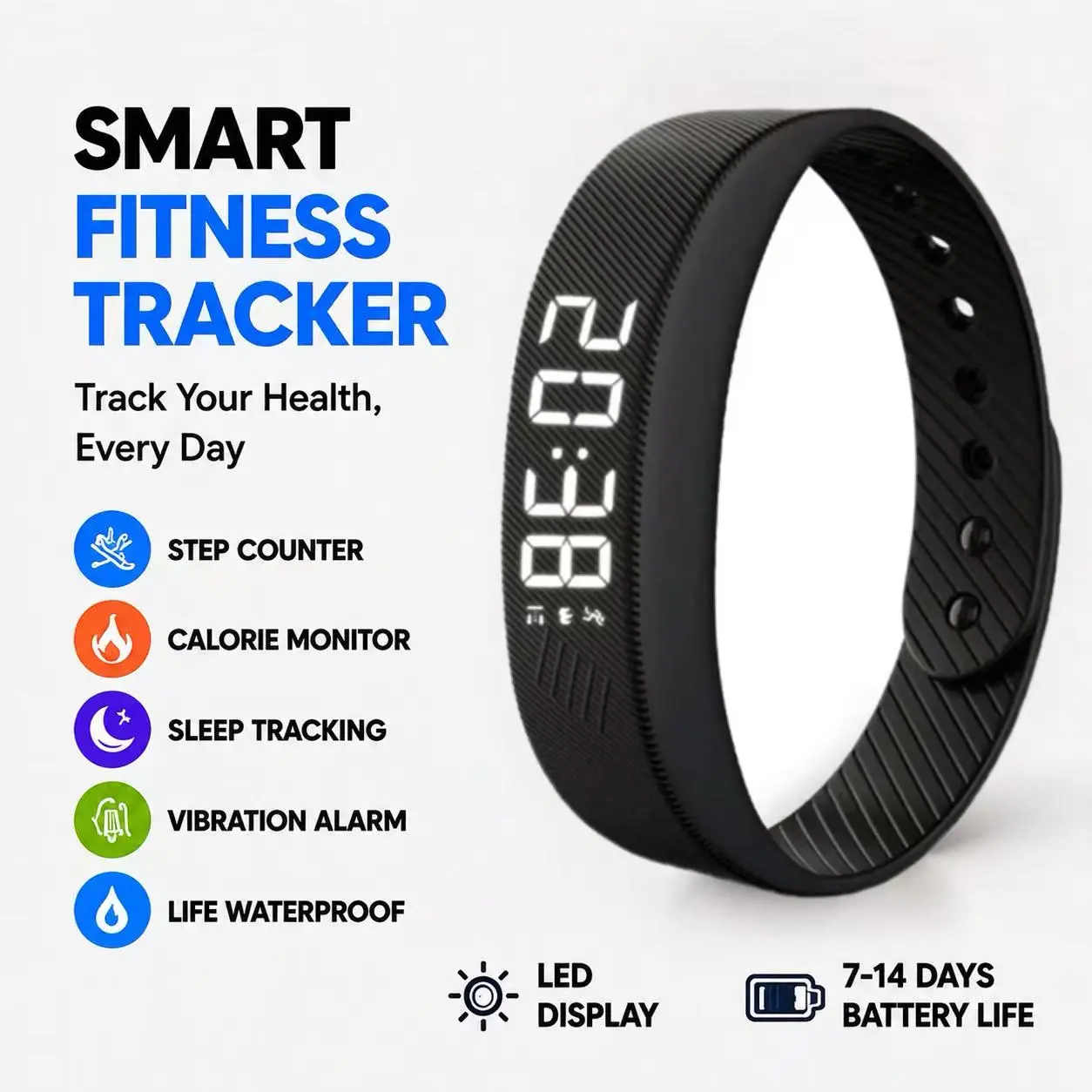 Smart Bracelet LED Digital Waterproof Smart Clock Smartband With running pedometer Monitor Smart Band Vibration Alarm Reminder