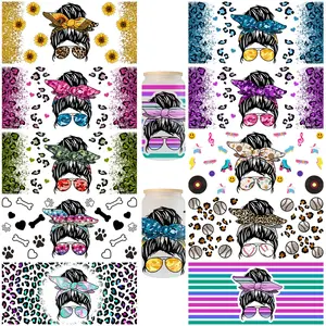 5 Sheets UV DTF Stickers, Women Pattern Self-Adhesive Transfer Paper, DIY Glass Cup Decor, Christmas & Thanksgiving Gifts, Creative Holiday Customization
