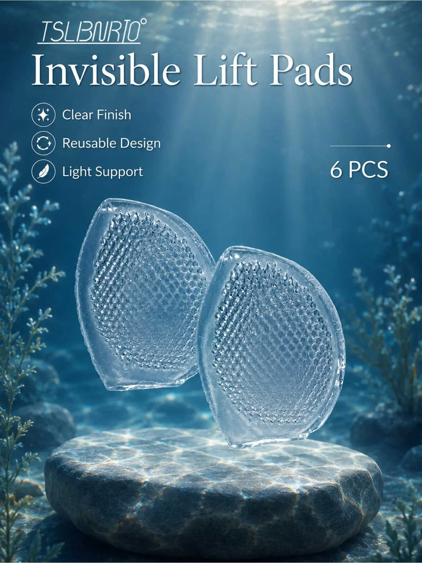 6pcs Clear Silicone Half Round Honeycomb Bra Pads with flexible fit for various outfits, ideal for summer wear. Transparent honeycomb structure delivers invisible shaping effect inside bras for full soft upper body curves
