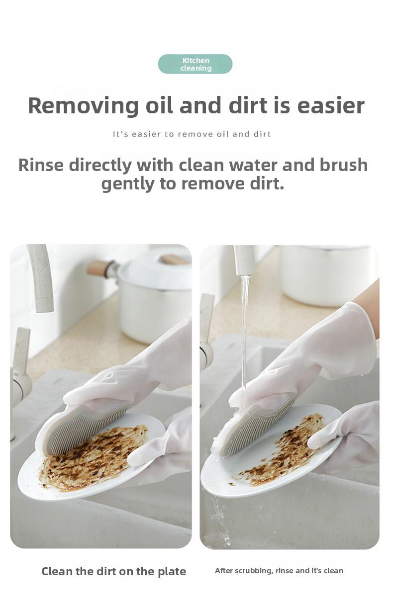 Multifunctional Magic Brush Dishwashing Gloves Waterproof Latex Kitchen Cleaning Gloves for Washing Dishes Clothes Housework Women