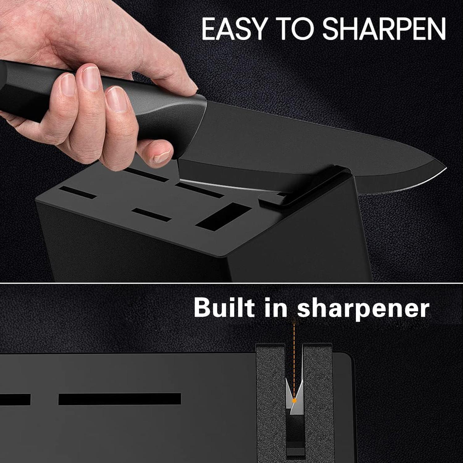 Kitchen Knife Set with Sharpener, 14pcs/set High Carbon Stainless Steel Cutting Knife Block Set with Ergonomic Handles, Knife Sets for Home Use Utensils