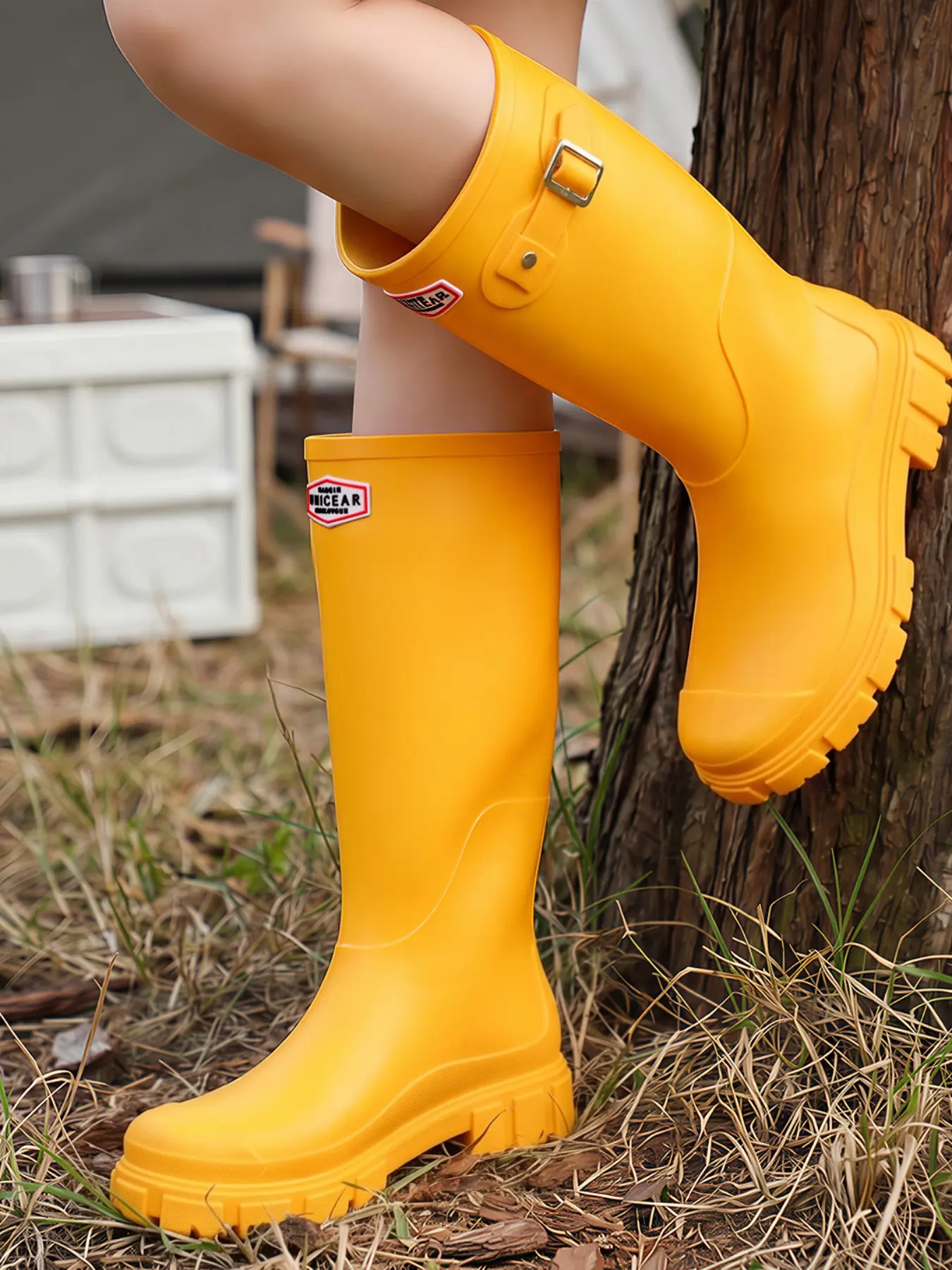 Fashion Rainforest Rain Boots, Fall Boots for Women, High Ankle Waterproof Hiking Shoes, Non-Slip Long Tube Water Boots, Outdoor Work Rubber Shoes