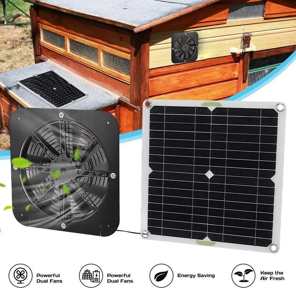 Solar Fan Kits for Ventilation, 13.5 Inch Solar Powered Exhaust Fan with Monocrystalline Silicon Solar Panels for Greenhouse, Camping