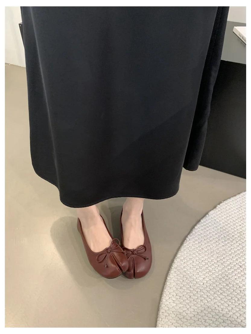 New Women Flats Soft Ballet Shoes Slip On Loafers Soft Moccasins Tabi Ninja Casual Shoes Mujer Ladies Shoes Bow Knot Mujer