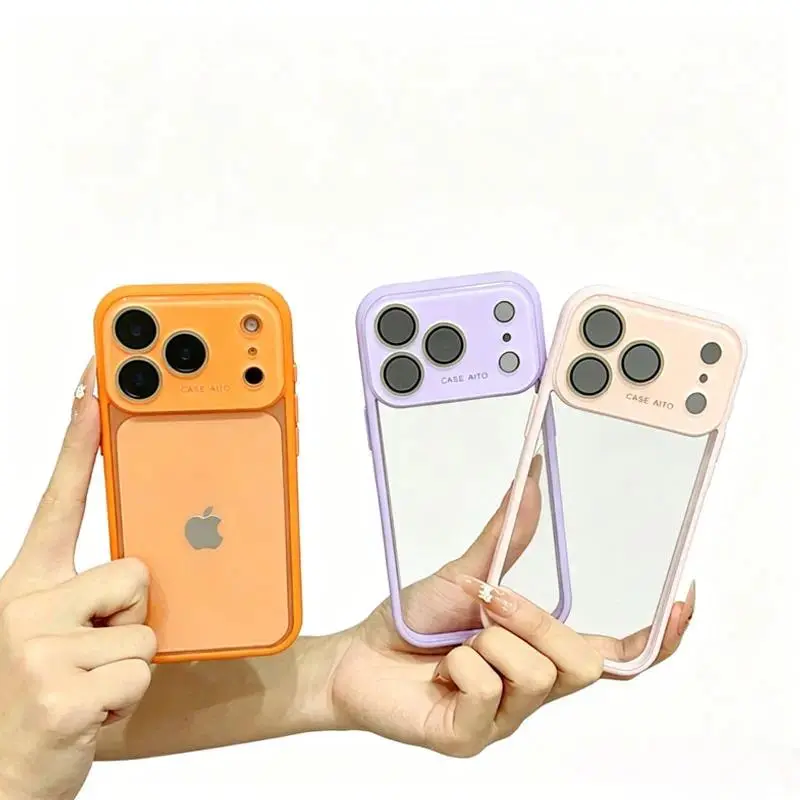 Candy Tone Large Window Transparent Back Phone Case Flexible Soft Shell Wear Resistant Shockproof Acrylic Hard Panel Daily Full Protective Cover Compatible with iPhone 11-17/plus/pro/pro max Eclipse Case Co.
