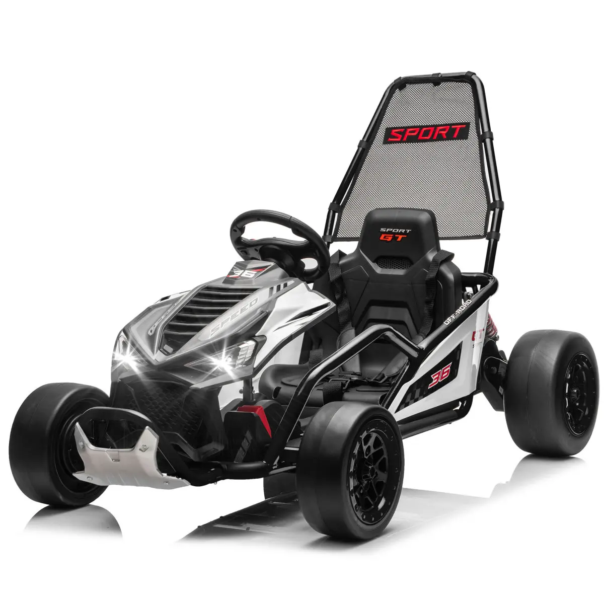 24V 400W Electric Kids' Drift Go Cart Ride-On Toy - 5-7.5 MPH, Protective Roll Cage, EVA Front Tires, Rear Suspension, 5-Point Safety Harness, Drift Mode, Music, Bluetooth for Ages 6-12