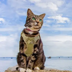 Adjustable 600D Nylon Tactical Cat Vest Harness - Durable, Machine Washable Pet Chest Strap for Training, Outdoor Activities, Suitable for Puppies
