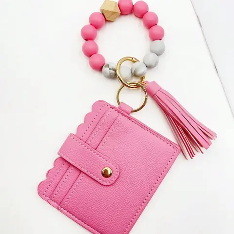 Fashion Beaded Decor PU Leather Keychain, Tassel Decorated Wrist Strap Keychain, Casual Jewelry for Women, Keychain Wristlet, Aesthetic Keychain #GLOBAL PICKS