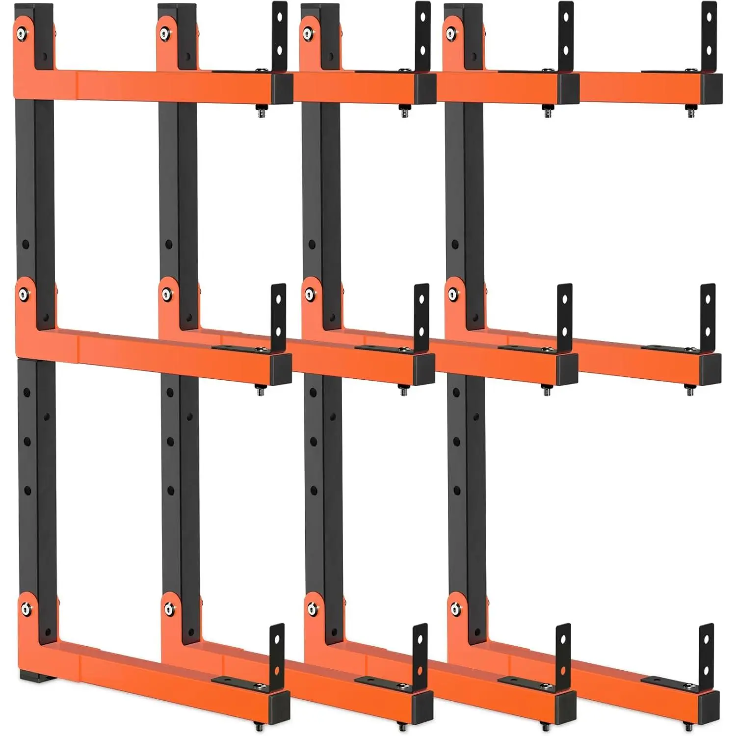 27" Lengthened Lumber Storage Rack, 6-Hole Adjustable Wall Mount  Organizer Storage Metal Shelves for Garage (4 Pack)