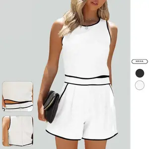 Imily Bela Womens Workout Sets 2 piece Sleeveless Tank Tops and Shorts Zip Back High Waist Summer Active Wear