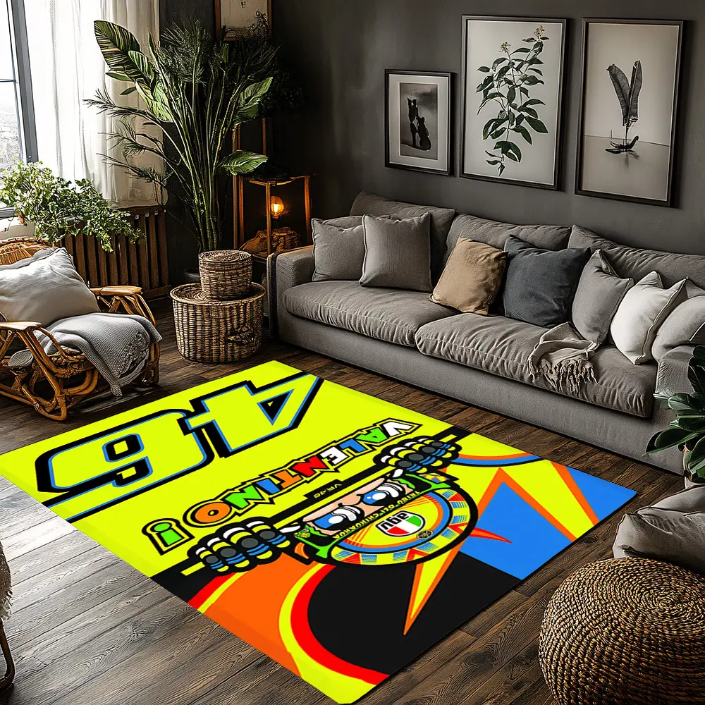 VR46 Valentino Rossi MotoGP Racing Crystal Velvet Area Rug Non-Slip Motorcycle Fan Decor Rug #VR46RacingRug #MotoGPFanMat #ValentinoRossiDecor #MotorcycleThemeCarpet #CrystalVelvetRug
