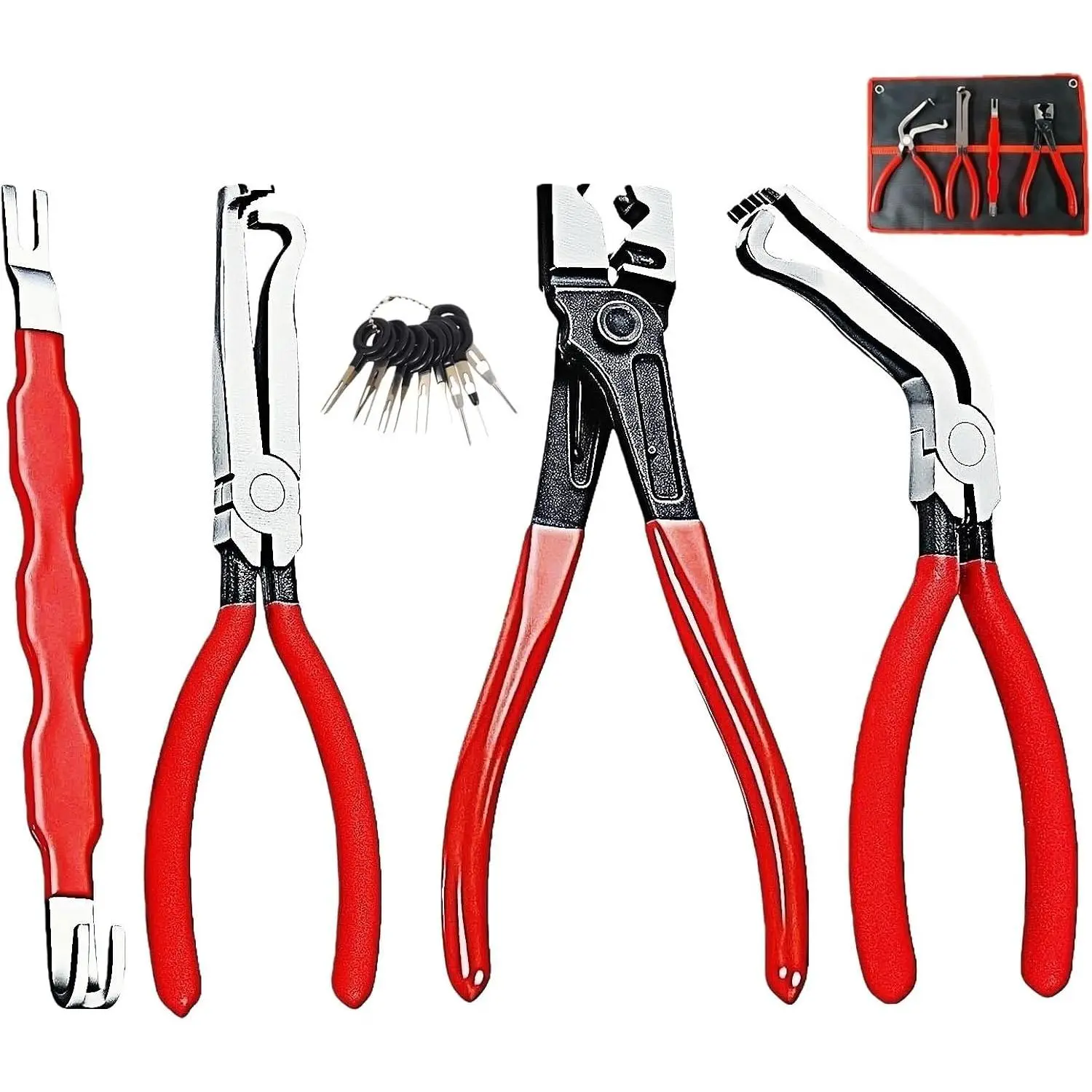 4-in-1 Automotive Clip Pliers Set, Electrical Disconnect & Connector  Kit with Straight & 60° Angle Pliers, Separator & Hose Clamp Plier for   SUV Repair, Mechanics & DIY