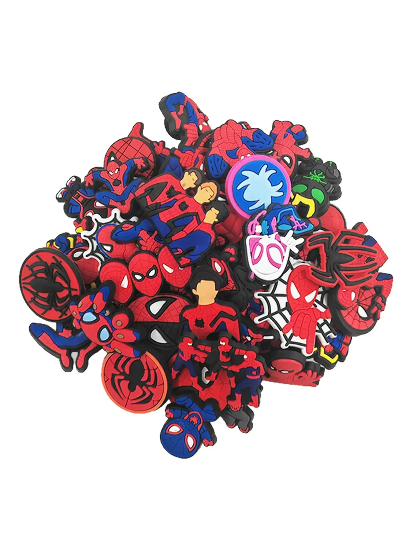 30/50/100pcs Cartoon Anime Shoe Buckles Set, Random Series for Sandals/sneakers/flip Flops, PVC Footwear Accessories, Spider-Man Surprise Gift
