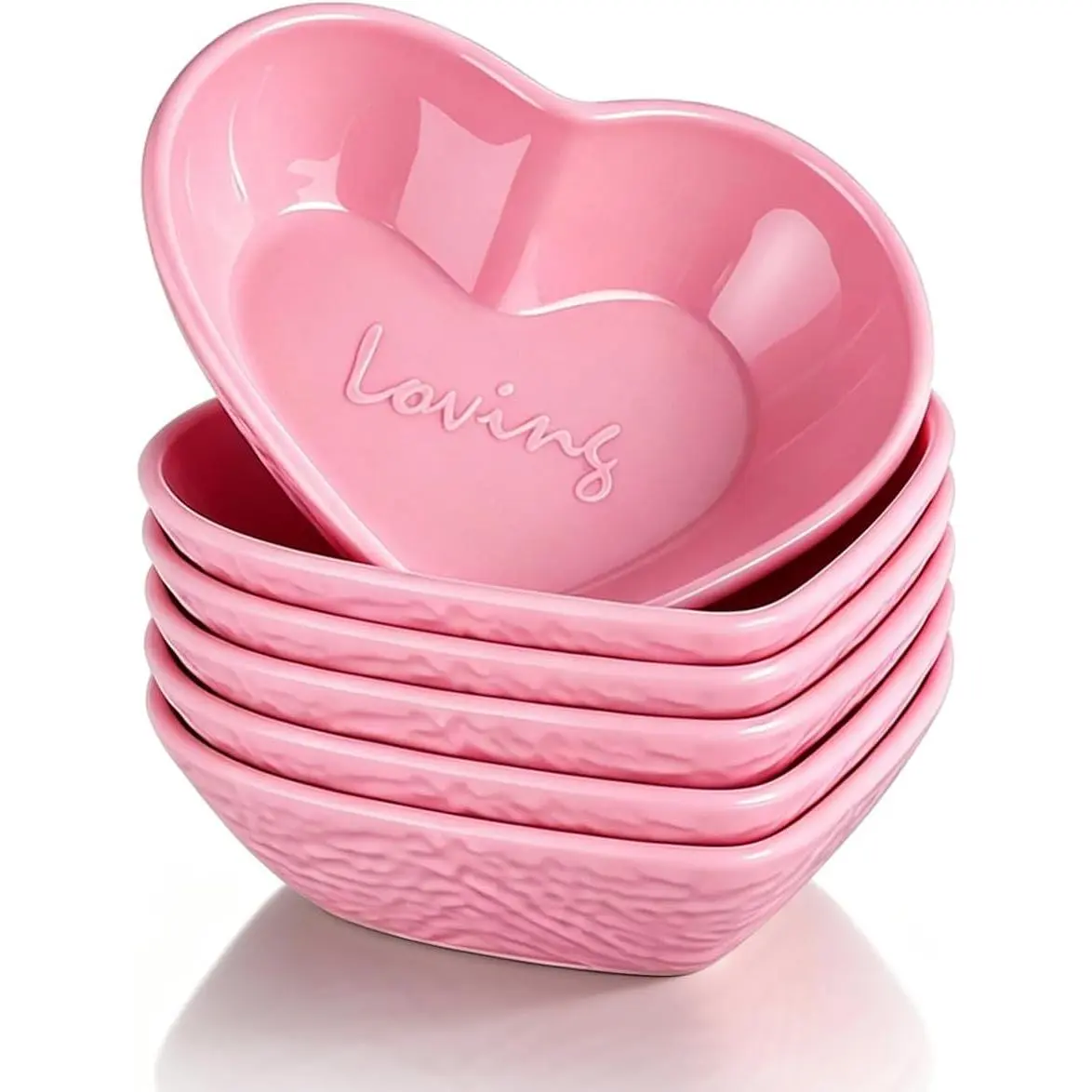 Dipping Bowls, 3oz Soy Sauce Dish, Pturdy Plastic Small Bowls Set of 6, Pink Love Heart Mini Appetizer Plates for Sauce, Soy Sauce, Condiment, Side Dishes, Sushi, Ketchup, BBQ Party