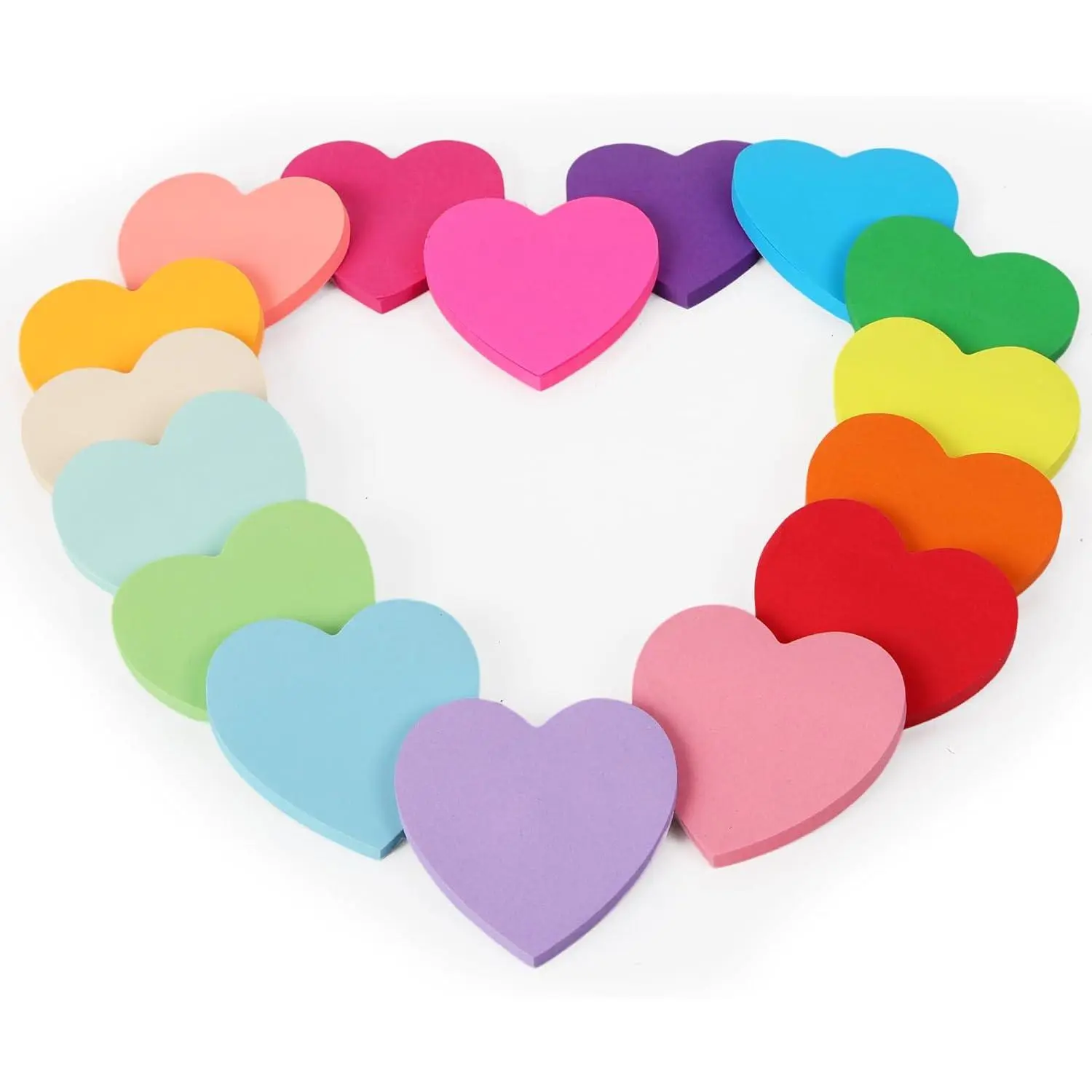 Heart Shaped Sticky Notes 16 Colors 960 Sheets | 60 sheets per pad cute memo sticky pads, heart shape notes for office, school, planners and bookmarks
