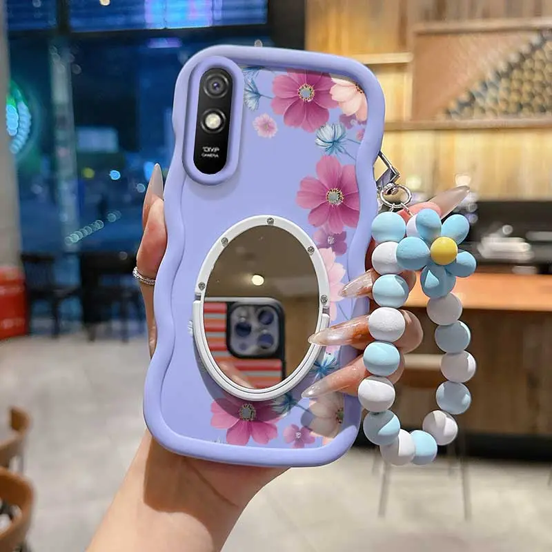 3pcs(Blue flower bud Case+Lanyard+Stand), Phone Accessory For Redmi 9AT/14R/13C/14C/13/15C/9/9A Sport/9C/12/12C/11A/A5/A3x/A3/A3 Pro/A4 For Note 14S/Note 14 Pro+/Note 14 Pro/Note12R/Note 12 Pro/Note 10S/Note 11SE/Note 11 Pro/Note 15/Note 15 Pro